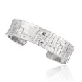 A43348 stone lines rhinestone s925 sterling silver wide design bangle bracelet