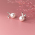 A38137 s925 sterling silver rabbit stud design elegant cute earrings