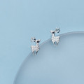 A44834 s925 sterling silver stud rhinestone christmas deer simple earrings