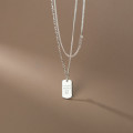 A33997 s925 sterling silver initial square doublelayer necklace