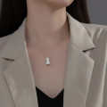 A35348 925 sterling silver pendant fashion square rhinestone necklace