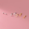 A33815 s925 sterling silver trendy simple hollowed heart earrings