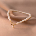A36445 s925 sterling silver simple tiny pearl beaded ethnic vintage elegant chic charmbracele bracelet