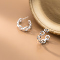 A31703 s925 sterling silver simple hollowed fashion chic earrings