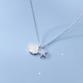 A31243 s925 sterling silver trendy rhinestone stars shell necklace