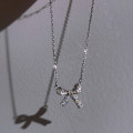 A43560 s925 silver sweet rhinestone butterfly elegant simple necklace