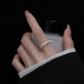 A36162 s925 sterling silver simple unique doublelayer ring