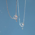 A34528 s925 sterling silver simple fashion rhinestone circle ball necklace