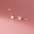 A35659 s925 sterling silver small trendy asymmetric rhinestone earrings