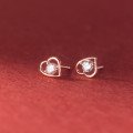 A39680 s925 sterling silver rhinestone heart stud sweet design elegant earrings