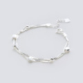 A42281 s925 silver fashion square ball sweet double layered charm bracelet