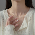 A38097 s925 sterling silver double doublelayer layered rhinestone necklace