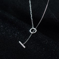 A34003 s925 sterling silver rhinestone circle necklace