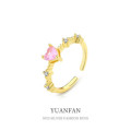 A38789 sterling silver elegant pink cubic zirconia heart unique ring