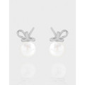A43282 design butterfly pearl stud sterling silver s925 earrings