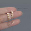A39243 s925 sterling silver square chain bar design fringe earrings