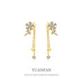 A38780 sterling silver elegant long fringe butterfly flower earrings