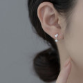 A39267 s925 silver rhinestone leaf stud simple unique sweet cute earrings