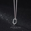A32460 s925 sterling silver irregular hollowed geometric chic unique necklace