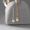 A44492 s925 silver trendy sweet unique rhinestone square necklace