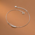 A30220 s925 sterling silver trendy rhinestone hollowed geometric chic bracelet