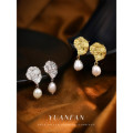 A40872 s925 sterling silver wrinkled stud earrings