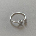 A43839 simple s925 sterling silver heart cubic zirconia unique ring
