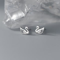 A37952 s925 sterling silver rhinestone swan stud grade elegant earrings