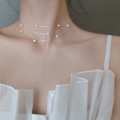 A36914 s925 sterling silver laye stars rhinestone necklace