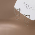 A35554 s925 sterling silver thai silver chain tassel earrings