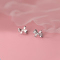 A33724 s925 sterling silver sweet simple bow earrings