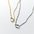 A35275 s925 sterling silver chic short asymmetric chain necklace