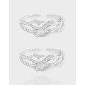 A41483 design bar wrinkled heart opal sterling silver s925 ring