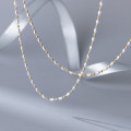 A41614 s925 sterling silver doublelayer bead gold necklace