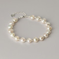 A43518 s925 silver trendy sweet cute unique pearl charm bracelet