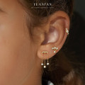 A44485 s925 sterling silver geometric circle rhinestone earrings