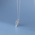 A35341 s925 sterling silver chic simple trendy leaf sweet necklace