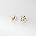 A45301 s925 sterling silver trendy sweet cute smilingface flower stud earrings