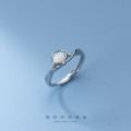 A34412 s925 sterling silver fashion rhinestone shell bar adjustabl ring