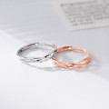 A45119 s925 sterling silver dainty simple hollowed weave bar ring