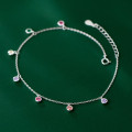 A34982 s925 sterling silver anklet trendy circle rhinestone fashion unique bracelet