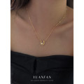 A43000 s925 sterling silver vintage pearl simple design gold pendant necklace