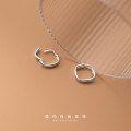 A33652 s925 sterling silver square simple trendy chic earrings