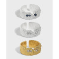A33433 design irregular cubiczirconia qualitys925 sterling silver adjustable ring