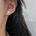 A42923 s925 sterling silver elegant stud trendy simple gold leaf earrings
