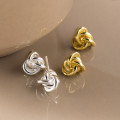 A45034 s925 sterling silver simple fashion bar circle wrap twist stud earrings