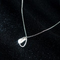 A34054 s925 sterling silver irregular oval necklace