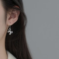 A38290 s925 sterling silver rhinestone butterfly sweet design earrings