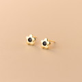 A36398 s925 sterling silver cute piercing rhinestone flower earrings