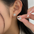 A43834 s925 sterling silver hot smile simple fashion rhinestone smilingface stud earrings